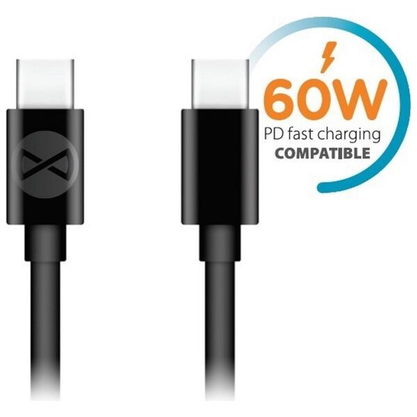 Forever cable USB-C - USB-C 1,0 m 60W black