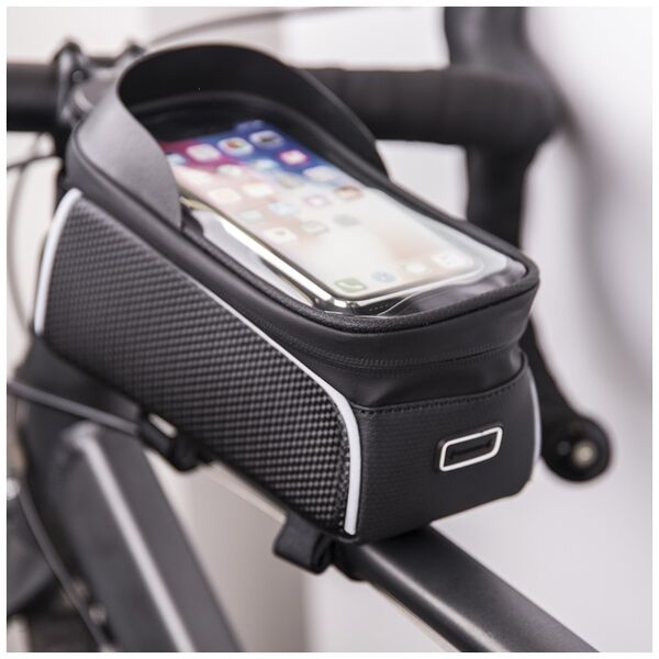 Waterproof bike frame bag with shielded phone holder Model02 black