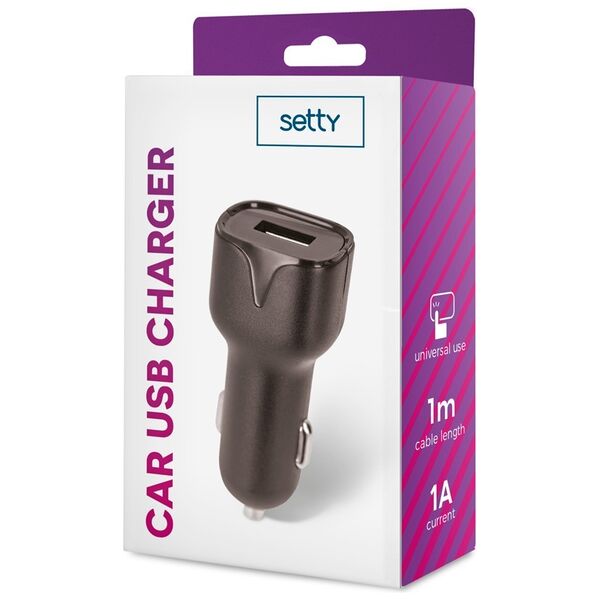 Setty car charger 1x USB 1A black 5900495758408