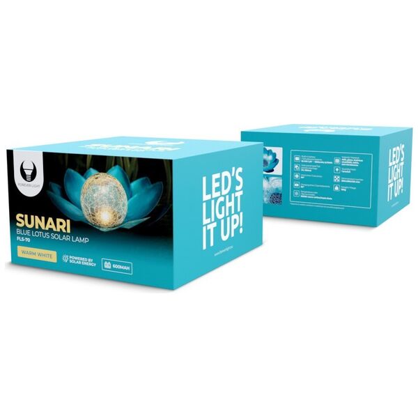 SUNARI Solar Lamp LED FLS-70 Lotus Flower Blue 3000K 600mAh Ni-MH Forever Light 5907457720749