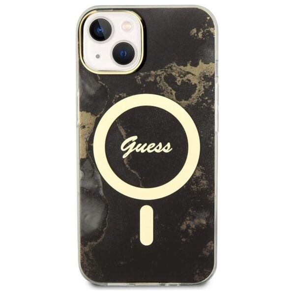 Guess case for iPhone 14 6,1&quot; GUHMP14SHTMRSK black hardcase Magsafe IML Golden Marble 3666339115753