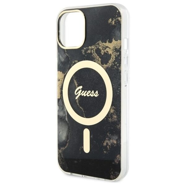 Guess case for iPhone 14 6,1&quot; GUHMP14SHTMRSK black hardcase Magsafe IML Golden Marble 3666339115753