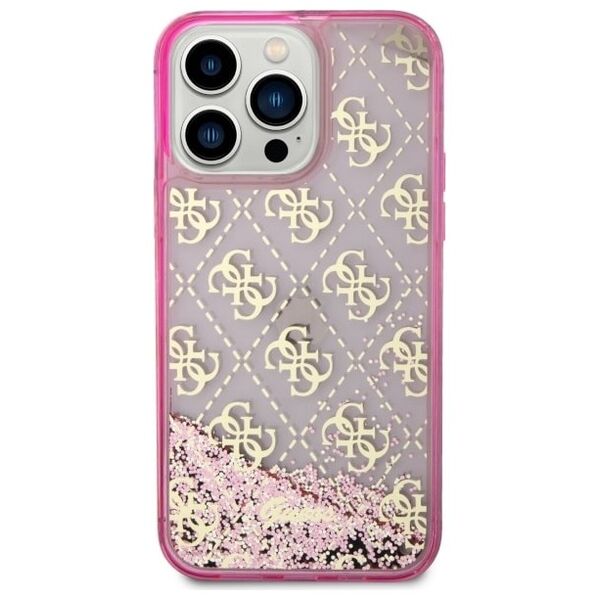Guess case for iPhone 14 Pro 6,1&quot; GUHCP14LLC4PSGP pink hardcase Liquid Glitter 4G Translucent 3666339116255