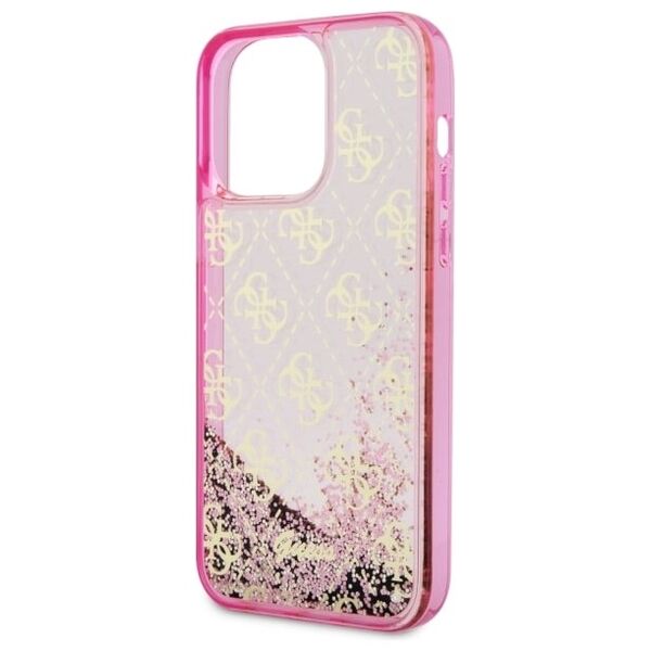 Guess case for iPhone 14 Pro 6,1&quot; GUHCP14LLC4PSGP pink hardcase Liquid Glitter 4G Translucent 3666339116255