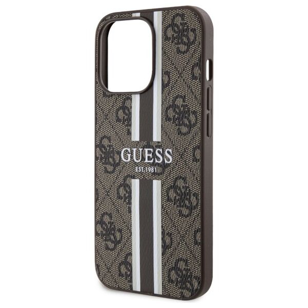 Guess case for iPhone 13 Pro 6,1&quot; GUHMP13LP4RPSW brown harcase Magsafe 4G Printed Stripes 3666339119751