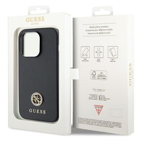 Guess case for iPhone 13 Pro 6,1&quot; GUHCP13LPS4DGPK black HC PU 4G Metal Logo Strass 3666339150662