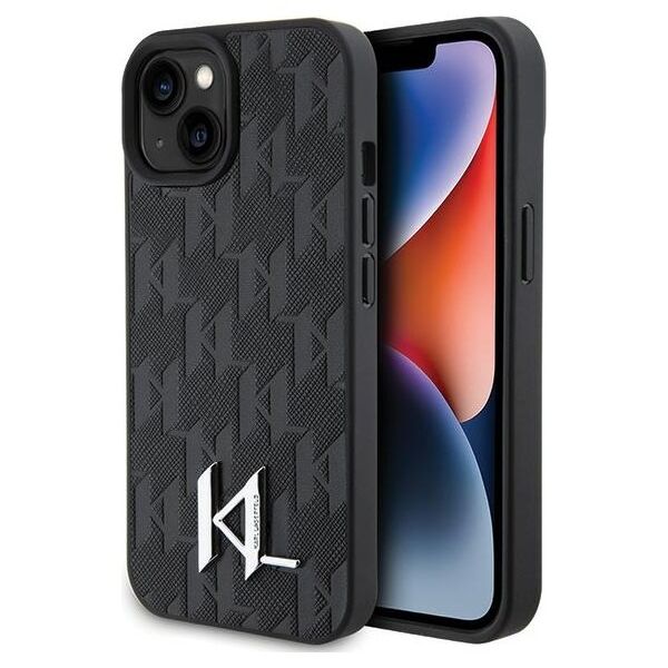 Karl Lagerfeld case for iPhone 15 6,1&quot; KLHCP15SPKLPKLK black HC Hot Stamp Monogram KL Metal Logo 3666339166717