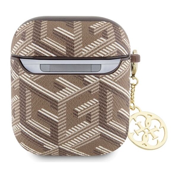 Guess case for AirPods 1 / 2 GUA2PGCE4CW brown Gcube Classic Gold Logo W/Charm 3666339171155