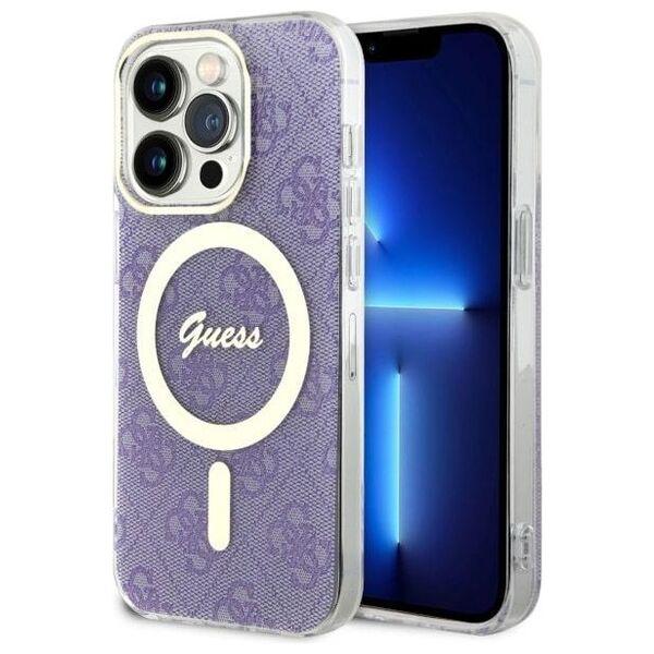 Guess case for iPhone 14 Pro 6,1&quot; GUHMP14LH4STU purple hard case 4G MagSafe 3666339118242