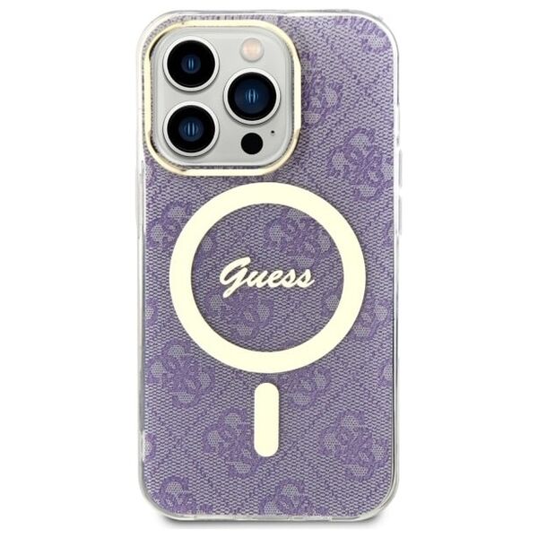 Guess case for iPhone 14 Pro 6,1&quot; GUHMP14LH4STU purple hard case 4G MagSafe 3666339118242