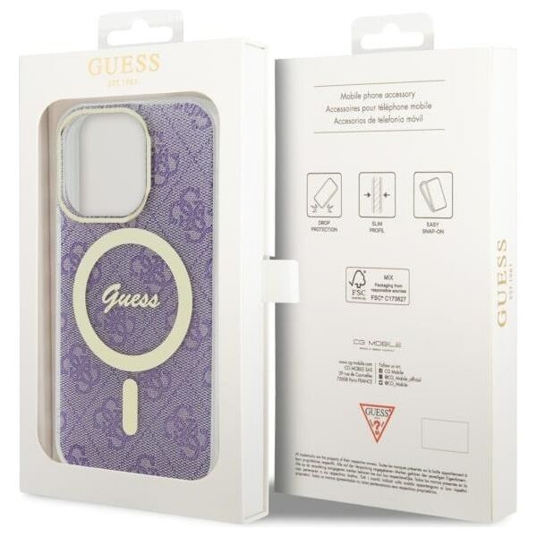 Guess case for iPhone 14 Pro 6,1&quot; GUHMP14LH4STU purple hard case 4G MagSafe 3666339118242