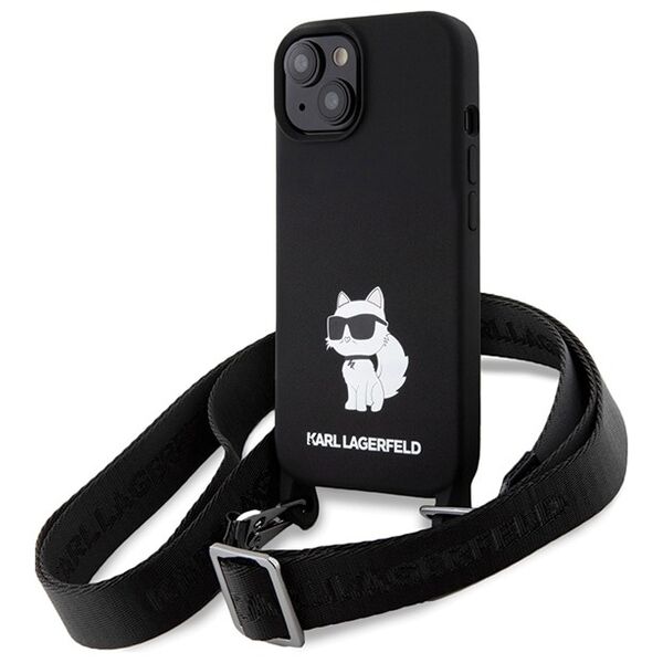 Karl Lagerfeld case for iPhone 15 6,1&quot; KLHCP15SSCBSCNK hardcase black Crossbody Silicone Choupette 3666339167554