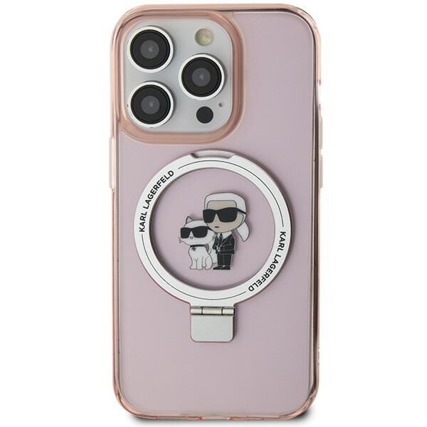 Karl Lagerfeld case for iPhone 15 Pro 6,1&quot; KLHMP15SHMRSKCP pink hardcase Ring Stand Karl&Choupettte MagSafe 3666339168995