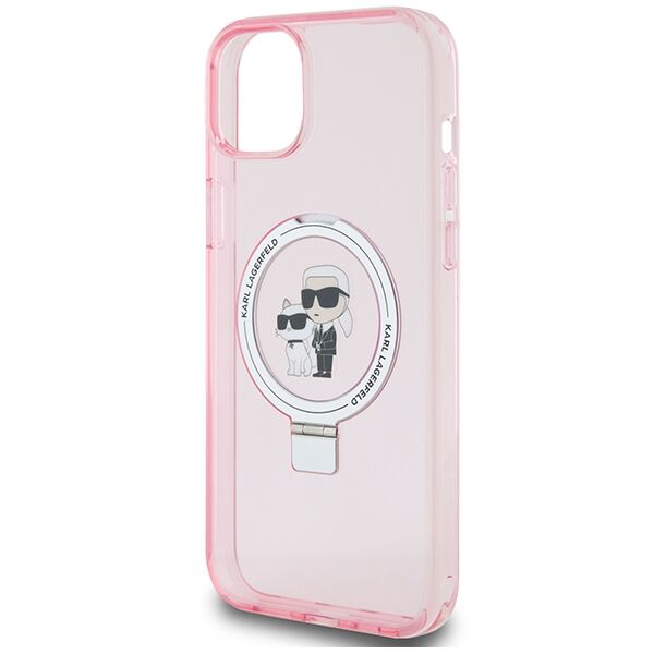 Karl Lagerfeld case for iPhone 15 Pro 6,1&quot; KLHMP15SHMRSKCP pink hardcase Ring Stand Karl&Choupettte MagSafe 3666339168995