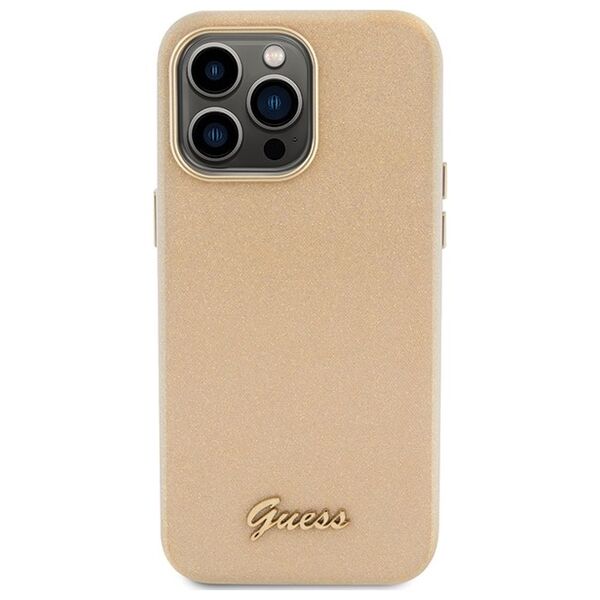 Guess case for iPhone 15 Pro 6.1&quot; GUHCP15LPGMCSD gold hardcase Glitter Glossy Script 3666339155506