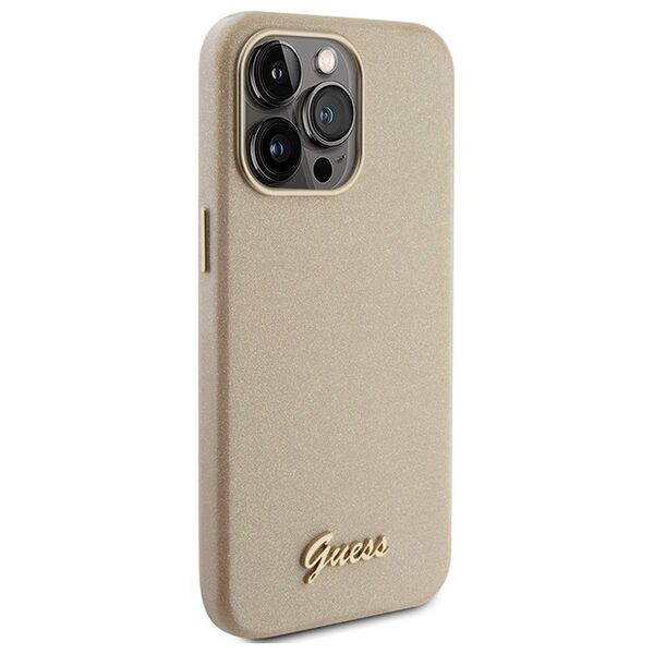 Guess case for iPhone 15 Pro Max 6.7&quot; GUHCP15XPGMCSD gold gold hardcase Glitter Glossy Script 3666339155513
