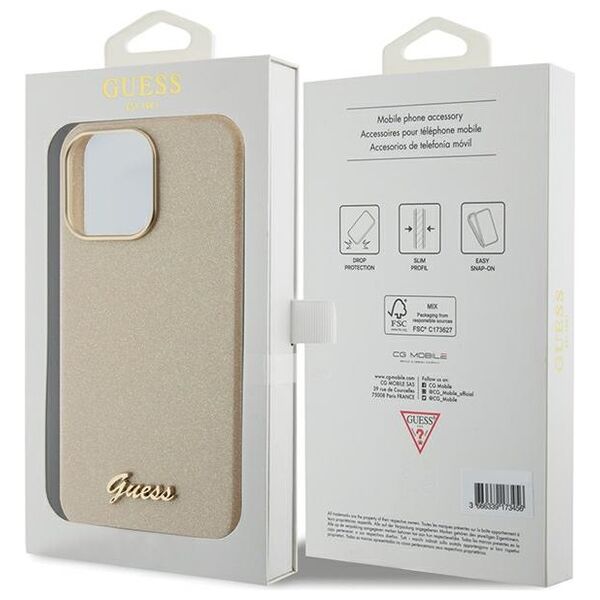 Guess case for iPhone 15 Pro Max 6.7&quot; GUHCP15XPGMCSD gold gold hardcase Glitter Glossy Script 3666339155513