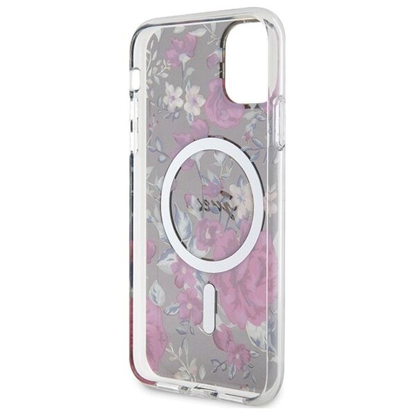 Guess case for iPhone 11 / Xr 6.1&quot; GUHMN61HCFWSA khaki hardcase Flower MagSafe 3666339126759