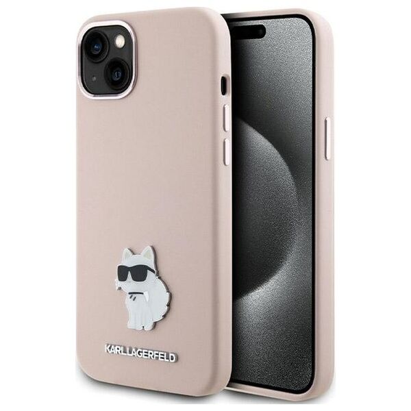 Karl Lagerfeld case for iPhone 15 Plus 6,7&quot; KLHCP15MSMHCNPP pink HC SILICONE C METAL PIN 3666339166243