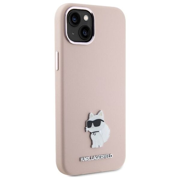 Karl Lagerfeld case for iPhone 15 Plus 6,7&quot; KLHCP15MSMHCNPP pink HC SILICONE C METAL PIN 3666339166243