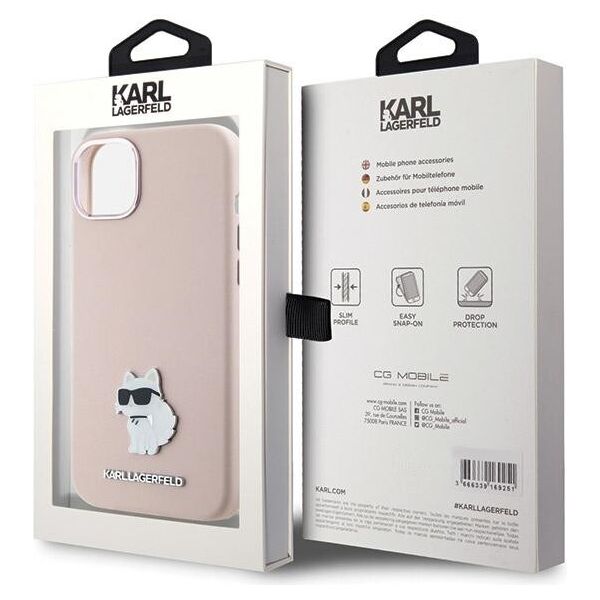 Karl Lagerfeld case for iPhone 15 Plus 6,7&quot; KLHCP15MSMHCNPP pink HC SILICONE C METAL PIN 3666339166243
