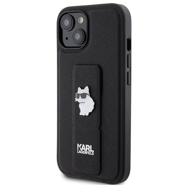 Karl Lagerfeld case for iPhone 15 Plus 6,7&quot; KLHCP15MGSACHPK black HC GRIPSTAND SAFFIANO CHOUPETTE PINS 3666339207441