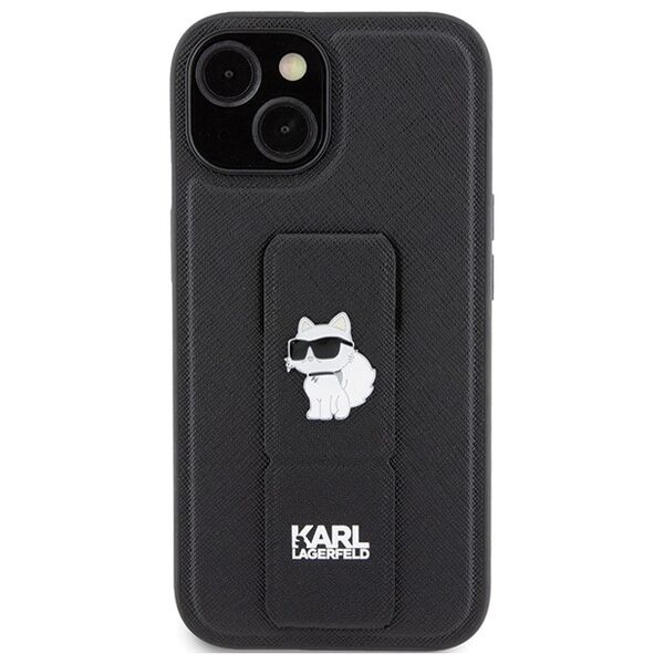 Karl Lagerfeld case for iPhone 15 Plus 6,7&quot; KLHCP15MGSACHPK black HC GRIPSTAND SAFFIANO CHOUPETTE PINS 3666339207441