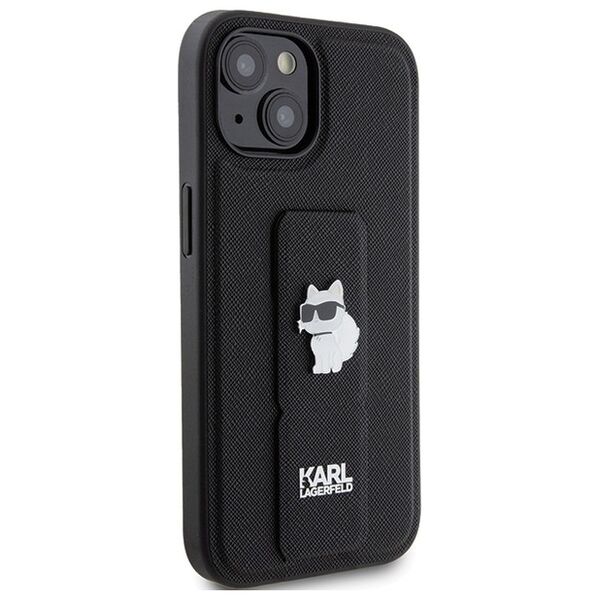Karl Lagerfeld case for iPhone 15 Plus 6,7&quot; KLHCP15MGSACHPK black HC GRIPSTAND SAFFIANO CHOUPETTE PINS 3666339207441