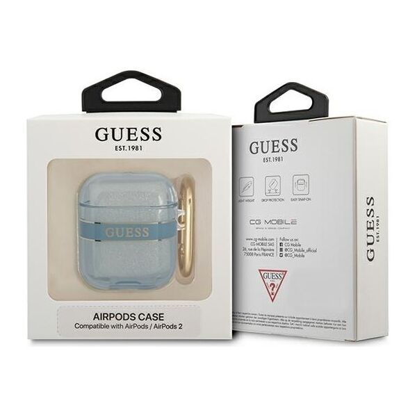 Guess case for AirPods 1 / 2 GUA2HHTSB blue Cord 3666339047108