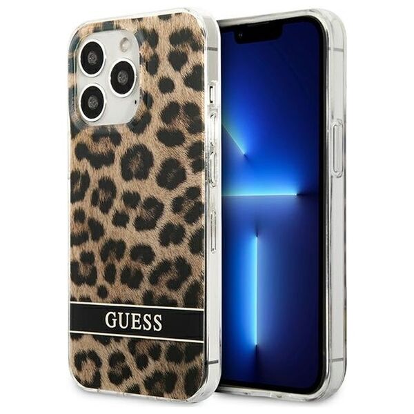 Guess case for IPhone 13 Pro 6,1&quot; GUHCP13LHSLEOW hard case brown Leopard Electro Stripe 3666339047382