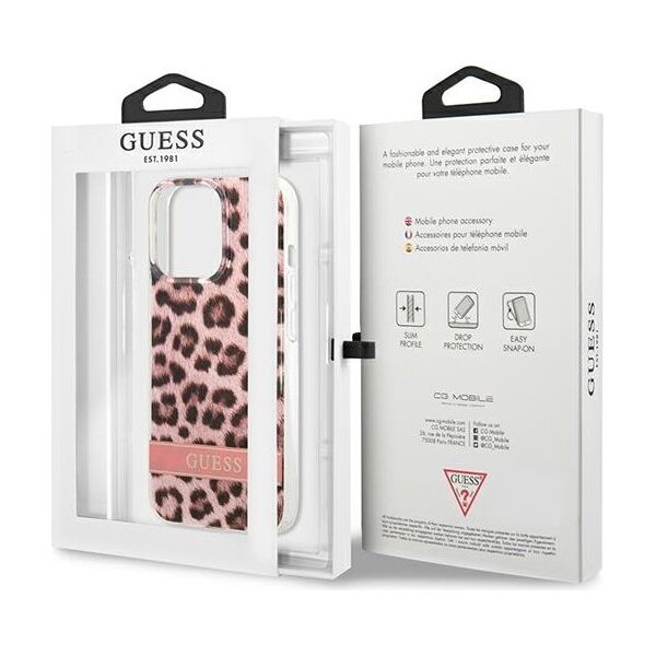 Guess case for IPhone 13 Pro 6,1&quot; GUHCP13LHSLEOP hard case pink Leopard Electro Stripe 3666339047504