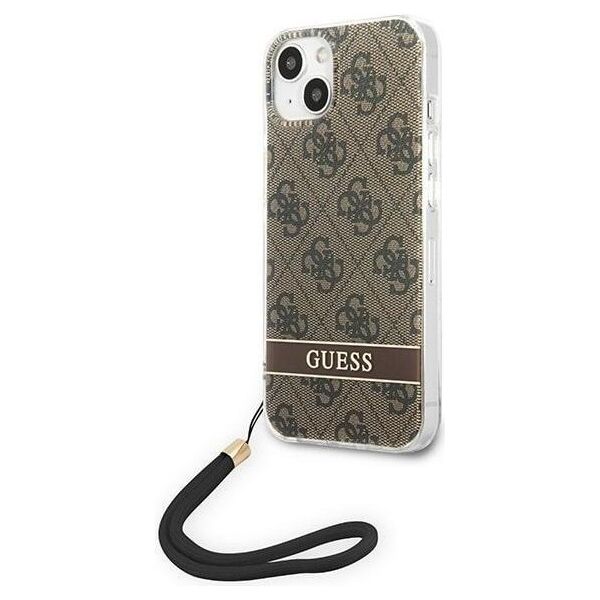 Guess case for iPhone 14 Pro Max 6,7&quot; GUOHCP14XH4STW brown HC PC/TPU Print 4G Cord 3666339093860