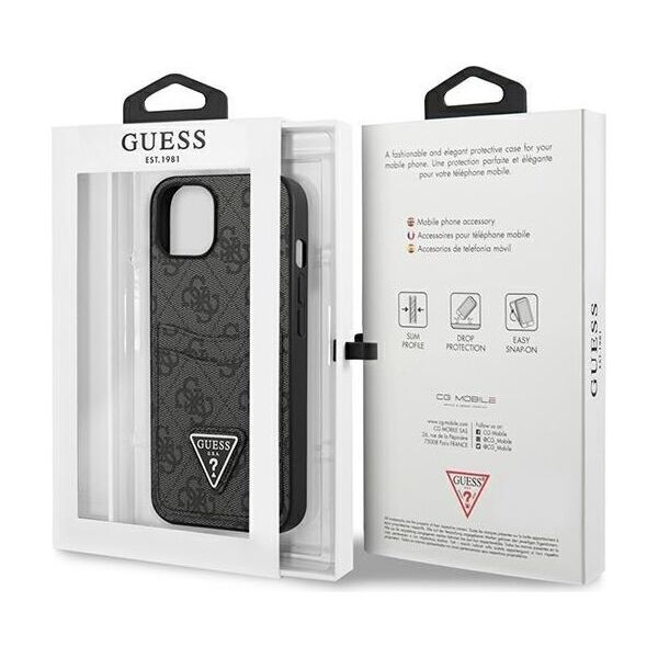 Guess case for iPhone 13 Pro / 13 6,1&quot; GUHCP13LP4TPK black hardcase 4G Triangle Logo Cardslot 3666339048181
