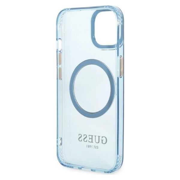 Guess case for iPhone 13 Pro / 13 6,1&quot; GUHMP13LHTCMB blue hard case Gold Outline Translucent MagSafe 3666339056995