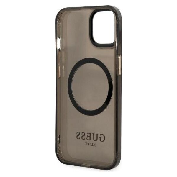 Guess case for iPhone 13 Pro Max 6,7&quot; GUHMP13XHTCMK black hard case Gold Outline Translucent MagSafe 3666339057046