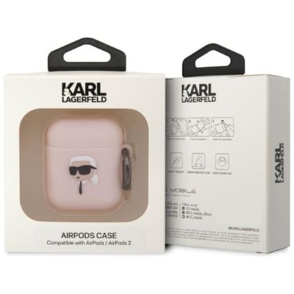 Karl Lagerfeld case for Airpods 1 / 2 KLA2RUNIKP white 3D Silicone NFT Karl 3666339087869