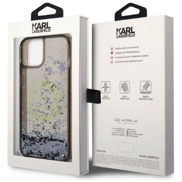 Karl Lagerfeld case for iPhone 14 6,1&quot; KLHCP14SLCRSGRK black hardcase Liquid Glitter RSG 3666339086008