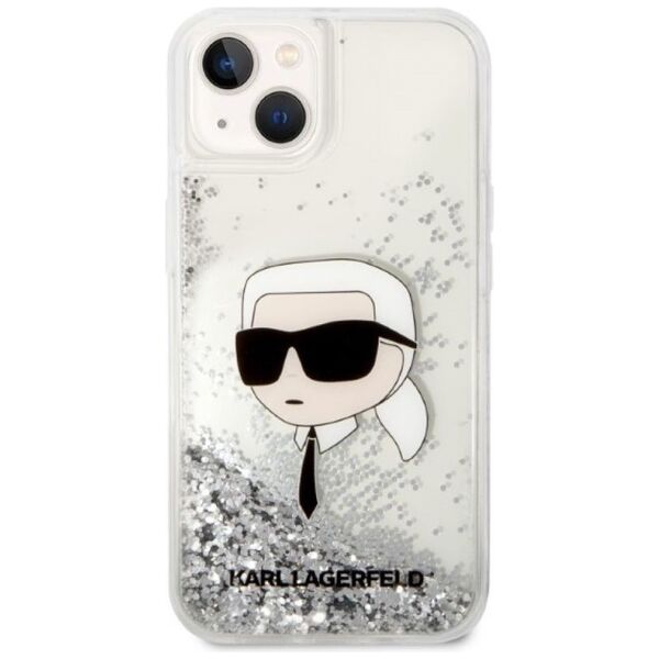 Karl Lagerfeld case for iPhone 14 Plus 6,7&quot; KLHCP14MLNKHCH silver hardcase Liquid Glitter NFT Karl's Head 3666339086855