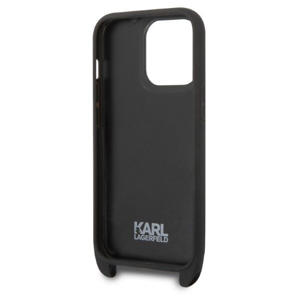 Karl Lagerfeld case for iPhone 14 Pro 6,1&quot; KLHCP14LSTMMK black hardcase Monogram Plaque Logo Strap 3666339093259