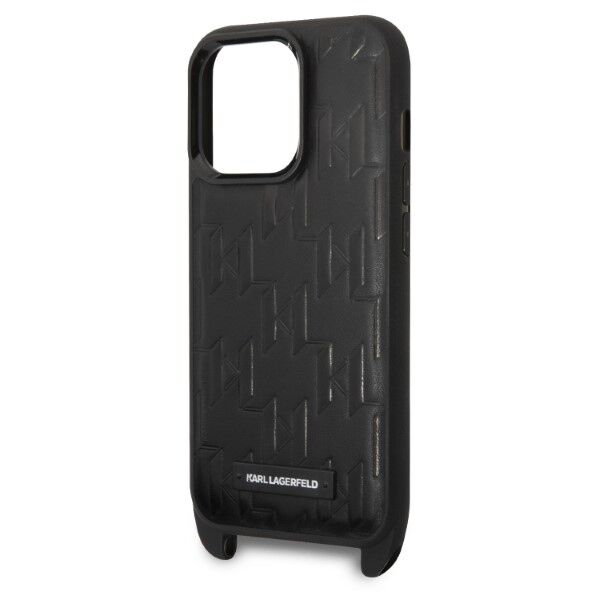 Karl Lagerfeld case for iPhone 14 Pro 6,1&quot; KLHCP14LSTMMK black hardcase Monogram Plaque Logo Strap 3666339093259
