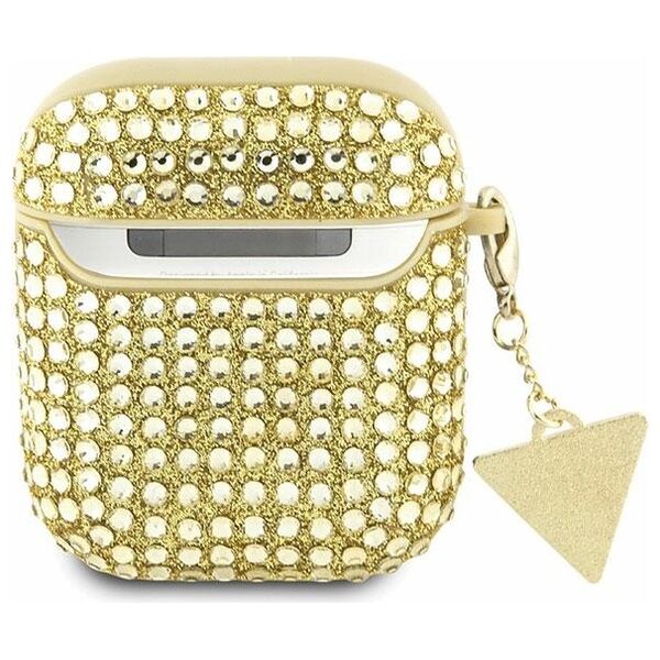 Guess case for AirPods 1 / 2 GUA2HDGTPD gold Rhinestone Triangle Charm 3666339120634