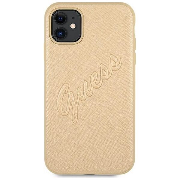 Guess case for iPhone 12 Pro Max 6,7&quot; GUHCP12LRSAVSLG gold hard case Saffiano Vintage Script 3666339004439