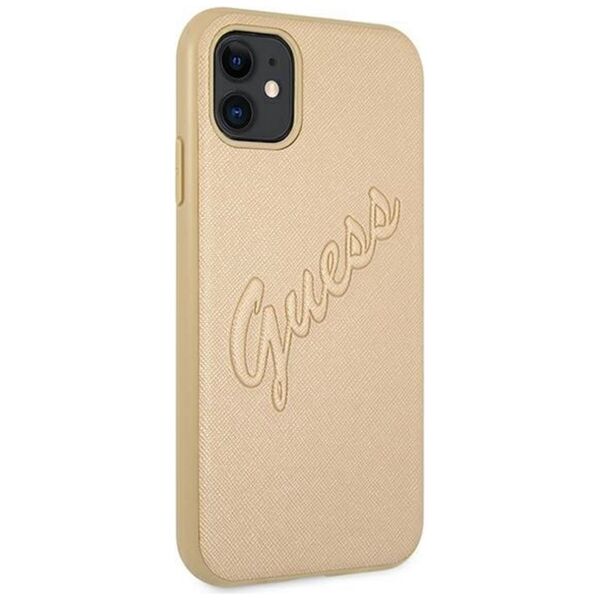 Guess case for iPhone 12 Pro Max 6,7&quot; GUHCP12LRSAVSLG gold hard case Saffiano Vintage Script 3666339004439