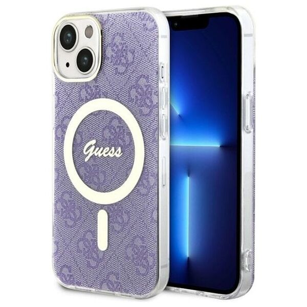 Guess case for iPhone 14 6,1&quot; GUHMP14SH4STU purple hardcase Magsafe IML 4G 3666339127190