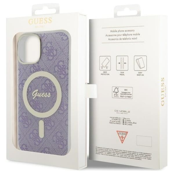 Guess case for iPhone 14 6,1&quot; GUHMP14SH4STU purple hardcase Magsafe IML 4G 3666339127190
