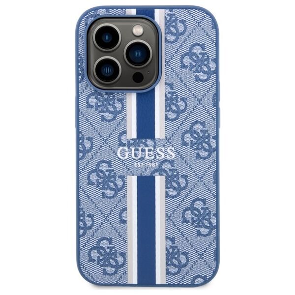 Guess case for iPhone 14 Pro 6,1&quot; GUHMP14LP4RPSB blue hardcase Magsafe 4G Printed Stripes 3666339119997