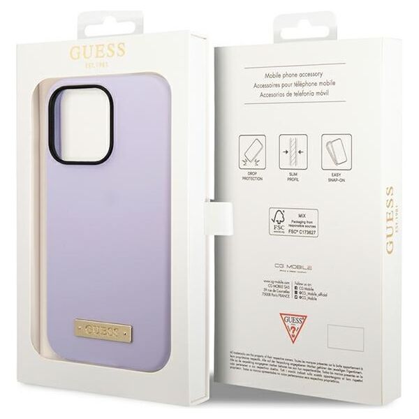 Guess case for iPhone 14 Pro 6,1&quot; GUHMP14LSBPLU fioletowa hard case Liquid Silicone Logo MagSafe 3666339070403