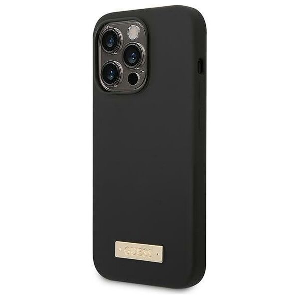 Guess case for iPhone 14 Pro Max 6,7&quot; GUHMP14XSBPLK black hard case Liquid Silicone Logo Plate MagSafe 3666339070250