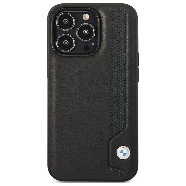 BMW case for iPhone 14 Pro 6,1&quot; BMHCP14L22RBDK black Sign HC Leather Blue Dots 3666339066420