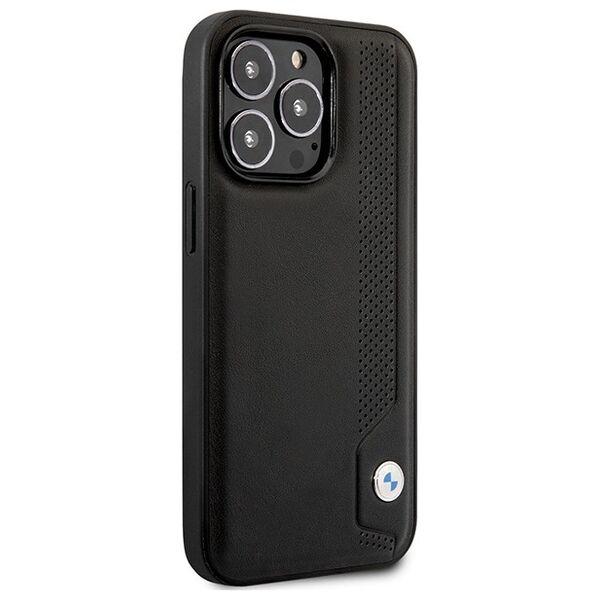 BMW case for iPhone 14 Pro 6,1&quot; BMHCP14L22RBDK black Sign HC Leather Blue Dots 3666339066420